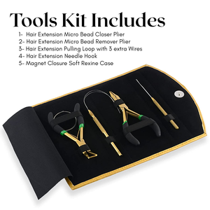 Kit d'outils pour extensions de cheveux, perles blanches et peau, boucle de traction, outils à crochet, pinces pour extensions de cheveux, outils multifonctionnels pour le soin et le coiffage des cheveux - Product Image 2
