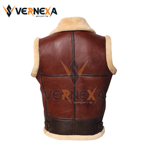 Haute qualité à la mode hiver chaud en peau de mouton gilet fausse fourrure en cuir véritable peau de mouton respirant sans manches toile vêtements d'extérieur - Product Image 2