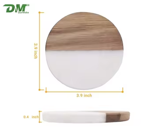 Natural Wood & <b>Epoxy</b> Resin Handmade Round Coaster Set with Natural Wood & <b>Epoxy</b> Resin Inlay Design 9-10cm Diameter REHMAN CRAFT - Product Image 2