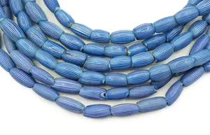 Cuentas de comercio veneciano antiguo azul Chevron cebolla rayas auténtico Tribal africano CRISTAL MURANO cuentas de vidrio al por mayor a granel - Product Image 2