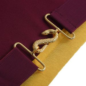 Order of the Amaranth Maroon Velvet Apron with Yellow Leather Borders & Embroidered Fringe Collar <b>Type</b> - Product Image 4