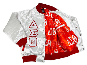 Chaqueta universitaria de satén para mujer con forro de lana teñida con logotipo bordado personalizado, transpirable y ecológica al por mayor - Product Image 4