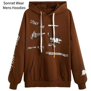 Sweat à capuche à cordon de serrage avec poche et imprimé pour homme - Product Image 5