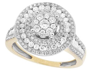 Round Cut Moissanite Cluster Studded Rhodium Plated Engagement Wedding <b>Ring</b> for Women in Unique <b>Iced</b> Out Sterling Silver Jewelry - Product Image 2