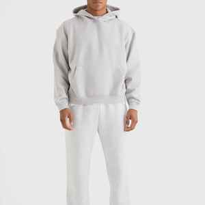 Sudaderas con capucha cuadradas recortadas de lujo de alta calidad para hombre, 400-500gsm, algodón pesado, hombro caído, cuello con capucha, bolsillo de canguro - Product Image 6