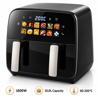 Friteuse à air numérique grande capacité 10L 1800W avec fenêtre visible et écran LCD, cuisinière électrique sans huile, OEM ODM Vente en gros