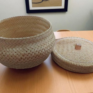 Vintage Handicraft Storage Bamboo Basket <b>Steamer</b> Woven - Product Image 2