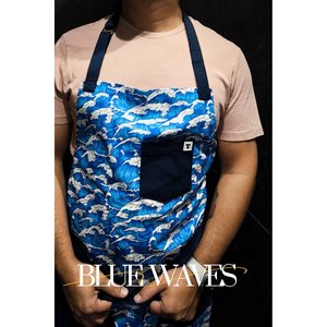 Delantal de Cocina Blue Waves, Delantal de Cintura Personalizado de Mezclilla y Lona para Baristas, para Cafeterías, Navidad y Fiestas - Product Image 5