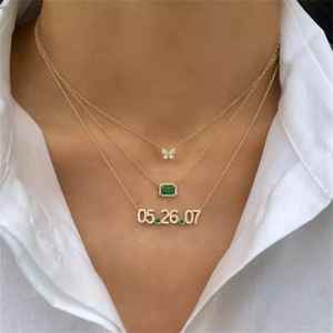 925 <b>Sterling</b> <b>Silver</b> 18k Gold Plated Christian Personalized Date Custom <b>Necklace</b> Pendant Women's CZ Minimalist Jewelry - Product Image 3