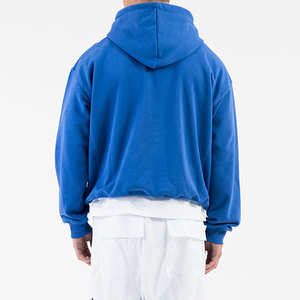 Top bleu hommes pull vierge sweats à capuche conception personnalisée Logo unisexe poids lourd professionnel surdimensionné Boxy goutte épaule utilisation décontractée - Product Image 2