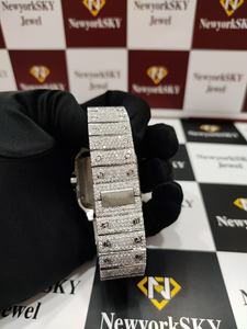 Reloj de lujo hecho a mano de acero inoxidable con reloj mecánico de movimiento automático de diamante Moissanite VVS para hombre y mujer - Product Image 5