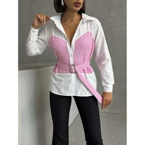 Chemisiers en jean à sequins pour femmes avec ceinture – Vente en gros - Product Image 1