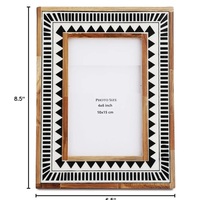 High Quality Geometric Painting Bone Inlay Photo Frame Boho Wooden Picture Frames for Table <strong>Top</strong>/<strong>Wall</strong> <strong>Decor</strong> in Wholesale