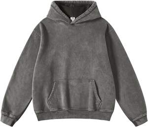 <b>Men's</b> Hoodies Oversized Unisex Acid Wash Hoodie Heavyweight Fleece Vintage 100% cotton <b>Grey</b> <b>Sweatshirt</b> <b>Men</b> Women Streetwear - Product Image 1