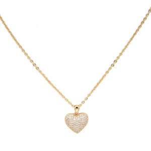 Collier pendentif cœur plaqué or rose avec chaîne maille forçat et pavé de zircone, bijoux unisexe en alliage de zinc pour occasions religieuses et fêtes - Product Image 3