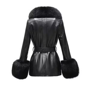 Modern Style Genuine Leather Jacket For Women With Quilted <b>Shoulder</b> Detail In Reasonable Price - Product Image 2