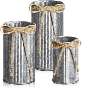 Florero de boda de alta calidad de estilo europeo rústico hecho en metal galvanizado para decoración de bodas - Product Image 2