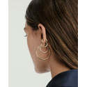 <b>Large</b> Gold Plated Tube <b>Hoops</b> Trendy Bohemian Geometric Earrrings Zircon Pearl Diamond Main Stones for Parties Religious - Product Image 1