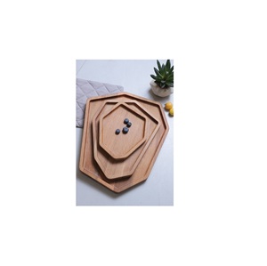 Assiette de présentation en bois moderne avec incrustations Assiette de service en fruits Assiette ronde en bois d'acacia pour collation alimentaire - Product Image 1