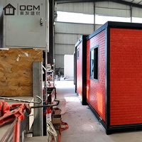 Porte vitrée double, mur en briques, maisons préfabriquées, bureau mobile, salle d'exposition, café, cabane, maisons conteneurs extensibles de 40 pieds