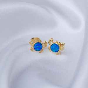 Pendientes de tuerca de piedra blanca y azul con diseño de Animal cangrejo, joyería de plata de ley 925 hecha a mano turca, venta al por mayor - Product Image 4