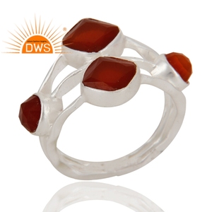Último diseño de plata esterlina fina, anillo de declaración de piedras preciosas de ónix rojo Natural, joyería para mujer, regalo para ella - Product Image 3