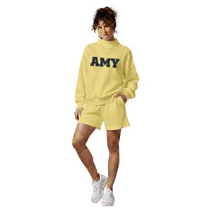 Ensemble hiver femme col montant et short au-dessus du genou, en coton et polyester, couleur unie, style streetwear, 2 pièces, respirant, service OEM - Product Image 1