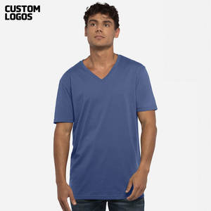Navy Blue <b>Men</b> <b>V</b> <b>Neck</b> Cotton Jersey Printed Short Sleeve <b>T</b> <b>Shirt</b> - Product Image 3