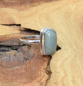 Anillo hecho a mano Color verde sólido 925 plata esterlina Natural aguamarina piedra preciosa joyería plata esterlina 925 anillo estampado joyería - Product Image 3