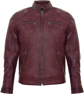 Chaqueta de motorista de cuero genuino personalizada de alta calidad, chaqueta de invierno transpirable con cuello levantado de estilo clásico a la moda informal para motocicletas - Product Image 1