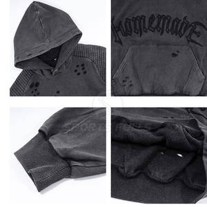 Sweat à capuche d'hiver à fermeture éclair avec broderie sur le devant en polyester/coton pour hommes Style de rue décontracté - Product Image 3