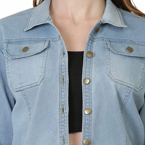 Veste en jean décontractée pour femmes 2026, respirante, durable, vente en gros de jeans avec service OEM, veste en jean longue tendance - Product Image 5