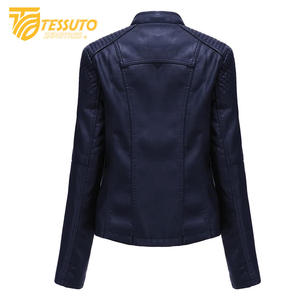 Chaqueta de cuero auténtico 100% para mujer, nueva chaqueta de cuero genuino de motorista informal y elegante en embalaje Premium - Product Image 1