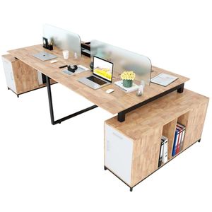 Mesa de Diseño Tradicional Minimalista con 4 Patas, Gabinete de Madera de Caucho, Sistema RECTANG, Patas de Ensamblaje HBRT033 para Muebles de Oficina - Product Image 1