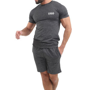 Tallas grandes Deporte Gimnasio Streetwear Verano Conjunto Venta al por mayor Desgaste Ligero Fábrica Venta Hombres Camiseta Conjunto corto Algodón Transpirable - Product Image 2