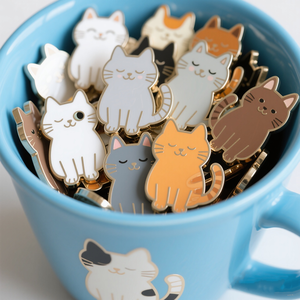 Antique & hiện đại dễ thương phim hoạt hình cho mèo men pins Kitty trâm cài cho cà phê cup Túi & quần áo - Product Image 2