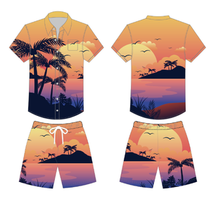 2025 nouveauté décontracté hommes été ensemble de haute qualité imprimé vêtements de plage ensemble hommes été à manches courtes chemises imprimé ensemble - Product Image 5