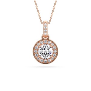 Colgante de Doble Halo con Diamante de Corte Ultra Redondo de 0.50 Ct, Diamante Cultivado en Laboratorio en Platino, para Bodas, Compromisos y Fiestas - Product Image 3