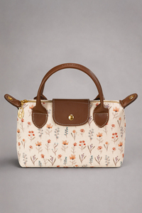 Sac fourre-tout mini en toile à motif floral pour femme avec logo personnalisé, sac à main vintage à poignée supérieure OEM ODM - Product Image 1