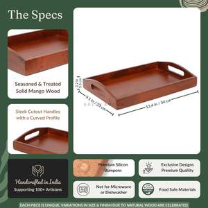 Cherry Brown Color <b>Wooden</b> Large <b>Tray</b> Rectangular Serving <b>Tray</b> Serving <b>Decor</b> Stackable Dessert Serving <b>Tray</b> Available for Sell - Product Image 3