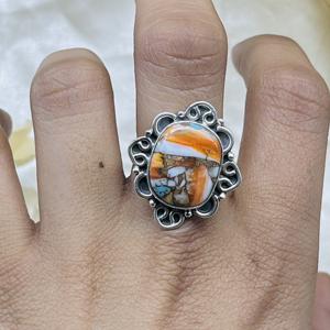 แหวนเงินสเตอร์ลิงสีทองแดงสีเทอร์ควอยส์925แหวนเงินแฮนด์เมดของขวัญสำหรับวันเกิดของเธอแหวนครบรอบแต่งงาน - Product Image 3