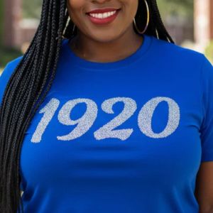 Bleu 1920 diamant haut femmes 100 coton Sequin lettres grecques sororité vêtements anniversaire chemise Zeta Phi Beta vie grecque fierté - Product Image 5
