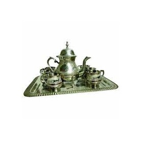 Service à thé arabe en acier inoxydable, service à thé en métal avec finition dorée pour Restaurant - Product Image 5