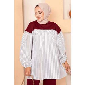 Costume 2 Pièces Manches Ballon Poche Détaillée Bordeaux - Product Image 5