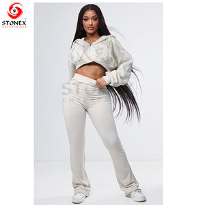 2024 personalizado en blanco pullover cropped hoodies mujeres al por mayor crop HOODIE para mujeres - Product Image 1