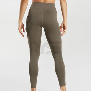 Ropa deportiva de cintura alta para mujer, mallas ajustadas para entrenamiento, diseño liso a la moda, logotipo personalizado, pantalones de gimnasio, mallas de Yoga informales - Product Image 5