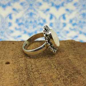 Bohemian 925 Sterling Silver Handmade Pearl Shine <b>Titanium</b> Druze <b>Ring</b> , Bohemian Designer Silver <b>Ring</b> - Product Image 3