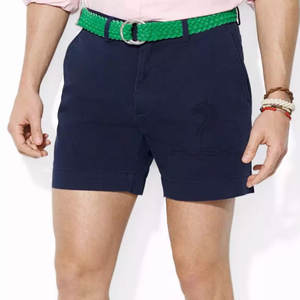 กางเกงขาสั้นผ้าชิโน่สำหรับผู้ชายแบบมีตะเข็บ6นิ้วแบบเรียบด้านหน้าเรียบแบบคลาสสิกย้อมสีล้วน - Product Image 4