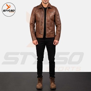Stylso Sports Men's High Quality Black Leather Jacket Breathable & <b>Waterproof</b> Casual <b>Winter</b> Skin <b>Coat</b> - Product Image 6