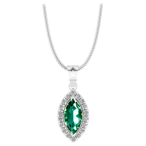 Pendentif en argent de pierres précieuses de taille marquise avec un halo de diamants étincelants pour une élégance intemporelle - Product Image 3